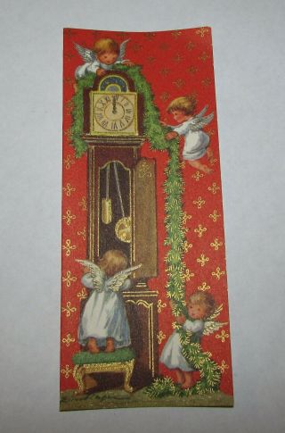 24 Mid - Century Brownie Vintage Christmas Cards Angels Grandfather Clock 2