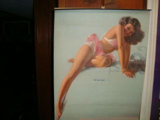 Vintage Rolf Armstrong Calendar Pin - Up No Months Hot Lady 1940s