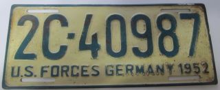 Us Forces In Germany 1952 License Plate 2c - 40987