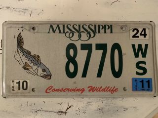 Mississippi License Plate Wildlife Conservation Trout Unlimited