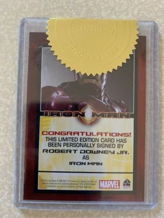 Robert Downey Jr Iron Man Autographed Autograph Auto Card 2