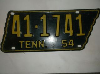 Antique Tennessee 1954 License Plate