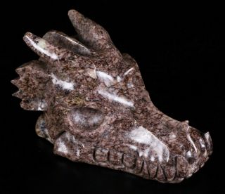 Gemstone 5.  1 " Russian Charoite Carved Crystal Dragon Skull,  Crystal Healing