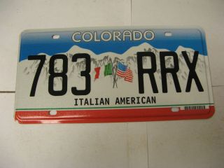 Colorado Co License Plate 783 Rrx Italian American