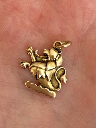 Vintage 14k Yellow Gold Lion Of Judah Necklace Jewish Pendant Charm