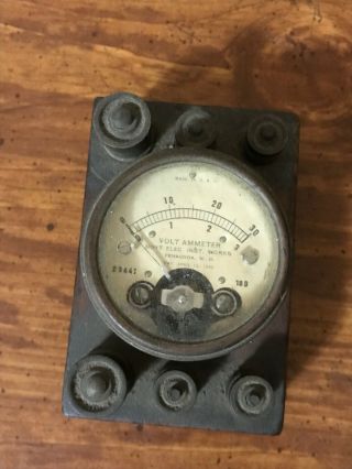 Antique Hoyt Rotary Volt Ammeter Old Electric Automobile Test Repair Meter Gauge