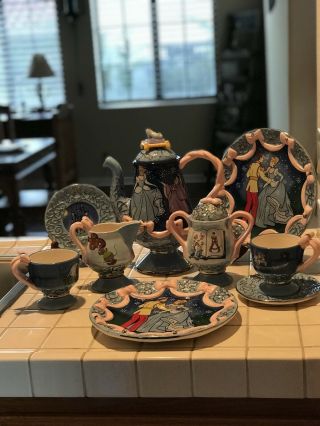 Disney Cinderella Fanciful Tea Set by Elisabete Gomes Full Set W/Dessert Plates 2