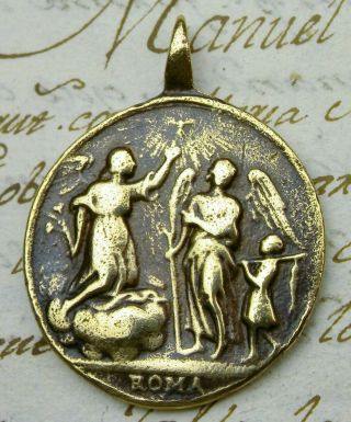 Spanish Colonial Old Testament Tobit & Archangel Raphael & Michael Rosary Medal