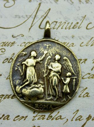 Spanish Colonial Old Testament Tobit & Archangel Raphael & Michael Rosary Medal 8