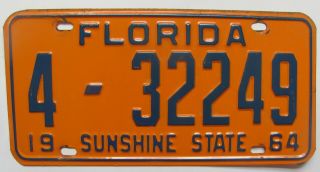1964 Florida Car License Plate Pinellas Co.