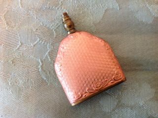 Guilloche Pink Peach Antique Scrolled Detail Enamel Perfume Scent Bottle