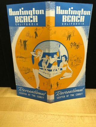 Vintage Huntington Beach California Recreational Center Brochure C1950 