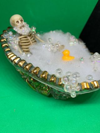 Custom Skeleton Bathing In Tub Bubbles Halloween Crystal Skull Cute Horror Limit