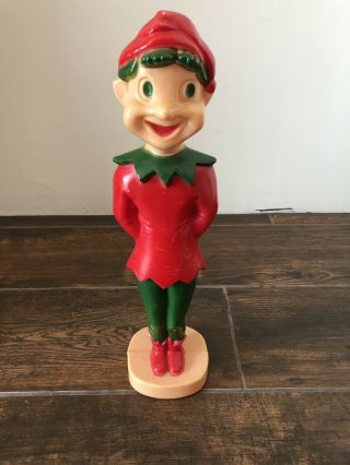 Vintage Elf Blowmold Hard Plastic Union Christmas Pixie Elf Blow Mold No Light