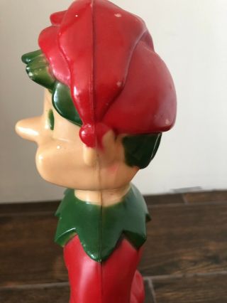 Vintage Elf Blowmold Hard Plastic Union Christmas Pixie Elf Blow Mold No Light 6
