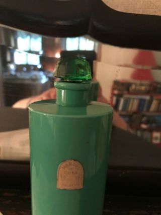 Extremely Rare Vintage Green French Glass Perfume Bottle With Cuba Perfume 2