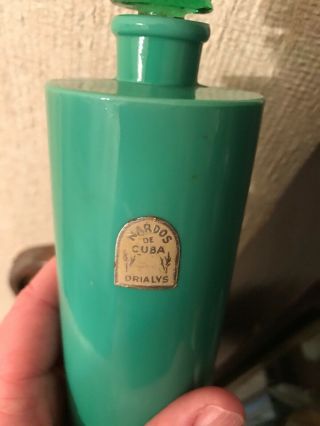 Extremely Rare Vintage Green French Glass Perfume Bottle With Cuba Perfume 3
