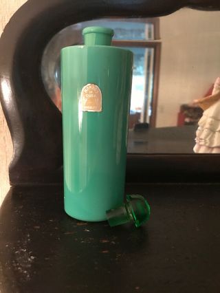 Extremely Rare Vintage Green French Glass Perfume Bottle With Cuba Perfume 4