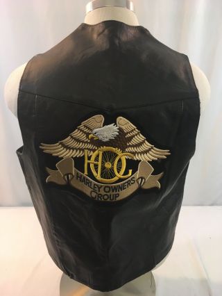 Shaf Leather Men’s Black Vest Harley Davidson Hog Size 44 Medium