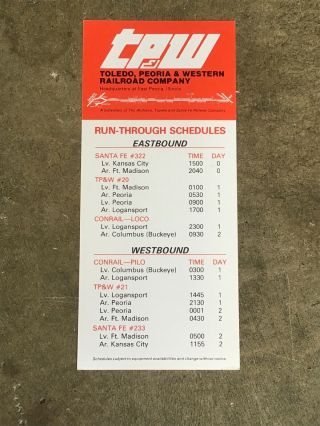 Toledo,  Peoria,  & Western Railroad Company Tp&w Run Thru Schedule 7 - 1