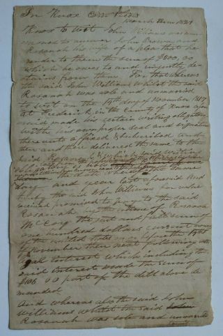 1827 Knox County Ohio Legal Document John Williams Vs John Brown & Rosanah