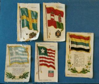 19 Old Antique National Country Flags Silk Tobacco Nebo & Zira Cigarettes,