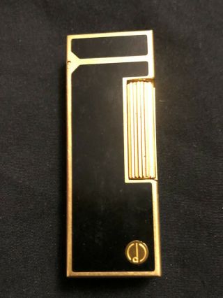 Dunhill D - Mark Rollagas Black Lacquer / Gold Trim Lighter 1989