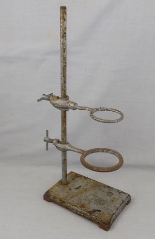 Vintage Laboratory Retort Stand With Two Different Support Rings