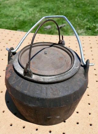 Vintage Marietta Co Pa 0 Cast Iron 2 Pc Smelting Pot Melting Glue Pot Cauldron