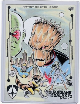 Ud Marvel Guardians Of The Galaxy Vol 2 5x7 Jumbo Sketch Mitch Ballard Guardians