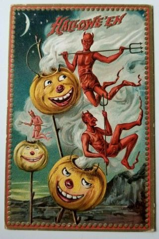 Antique Halloween Postcard Raphael Tuck & Sons,  Series 160 " Creatures And Jols "