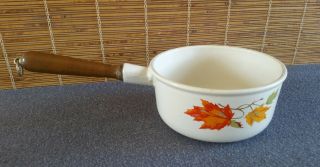 Descoware Cast Iron Enamel (2) Saucepans Pots White Maple Leaf 18 with (1) Lid 4