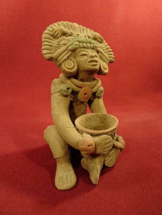 Vintage Aztec Mayan Inca ? Folk Art Figural Clay Pot Miniature Succulents