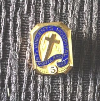 Vintage 10k Gold St.  Vincent Hospital Portland Or 5 Year Service Award Pin
