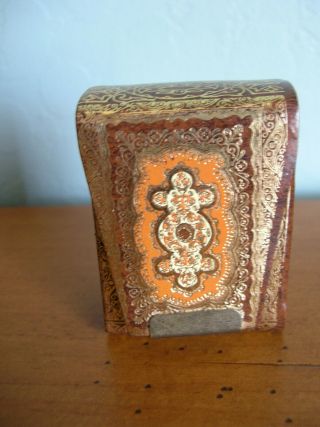 Vintage Italian Miniature Deck Of Playing Cards In Fancy Leather Snap Shut Box