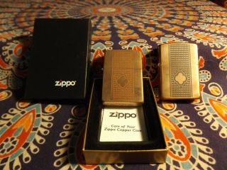 2 Copper Zippo Lighters Club Design Red & Black Background C & D 03 Combine Ship