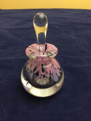 Vintage Pink & Purple Art Glass Perfume Bottle Artist Signed