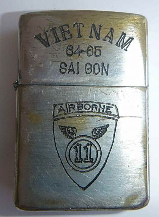 Zippo Lighter - Us 11th Airborne - Saigon 1965 - Air Cavalry - Vietnam War - 96