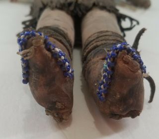 Old Native American Plains Indian Doll Cloth & Leather Beads Fur 18 - inches Tall 7
