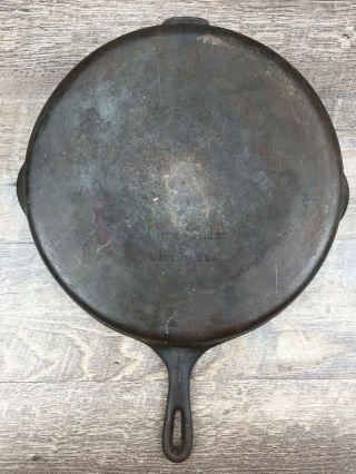 Wagner 12 B Vintage Cast Iron Skillet 14 Inch Made Usa Double Spout Unrestored