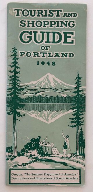 1948 Portland Oregon Canoe Swimming Travel Brochure Vintage Tourist Shop Guide