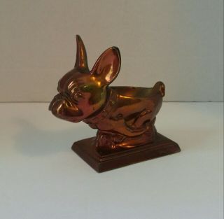 Rare Antique Ronson Running French Bulldog Pipe Holder Copper Over Metal