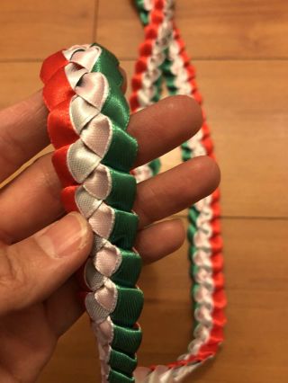 Red,  Green & White Mexican Tri - Ribbon Graduation Lei (custom Orders Available)