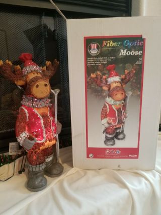 Holiday Christmas Decoration Electric Color Changing Fiber Optic Moose Org Box 4