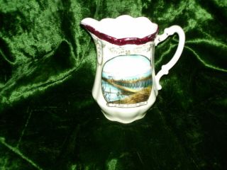 Vintage Souvenir China Pitcher With Log Train Everett Wash Germany Red Mark