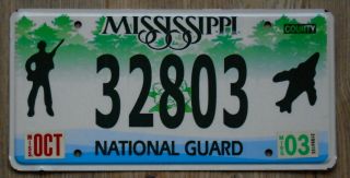 Mississippi Magnolia National Guard Orlando Florida Zip Code License Plate 32803