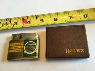 Vintage Rolex Flat Lighter Colorado Insurance Group Boulder,  Co.  W/original Box