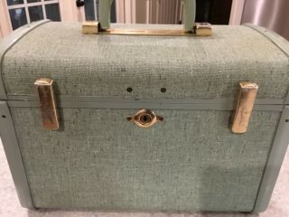 Vintage Samsonite Ultralite Robin Egg Train Case Overnight Luggage W/Tray & Key 3