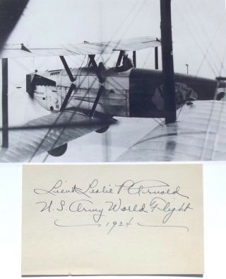 Leslie Arnold 1924 1st Around The World Circumnavigation Flight Autograph 