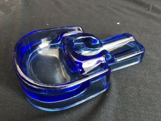 Vintage Rare Blue Glass Pipe Holder,  Tray,  Marked Pat June 12 - 1923